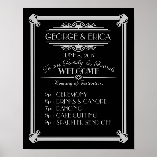 Art Deco party day event planner, order of service Poster (Front)