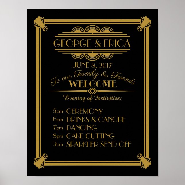 Art Deco party day event planner, order of service Poster (Front)