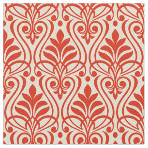 Art Deco Pattern 01 - Dali's Red on Off-White Fabric