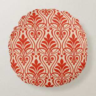 Art Deco Pattern 01 - Dali's Red on Off-White Round Cushion