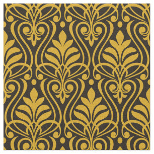 Art Deco Pattern 01 - Deco Gold 2 on Black Fabric