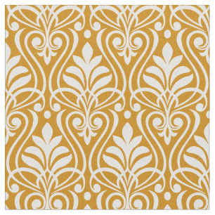 Art Deco Pattern 01 - White on Deco Gold 2 Fabric