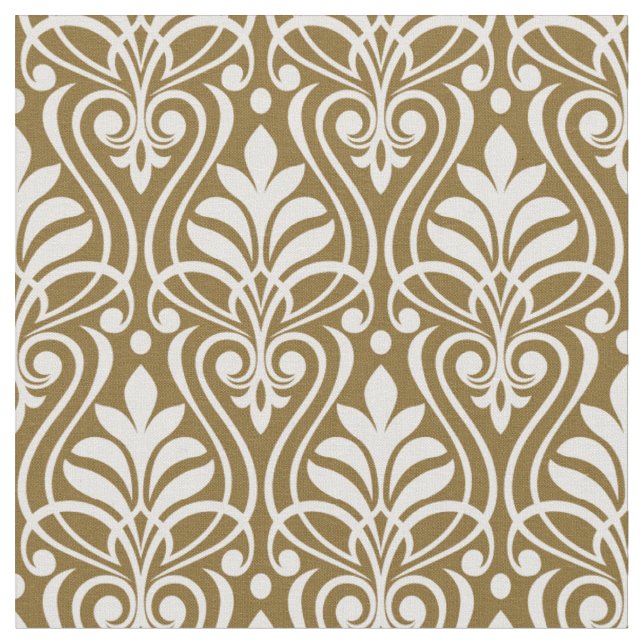 Art Deco Pattern 01 - White on Gold Fusion Fabric (Close Up)