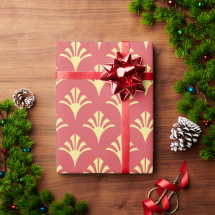 Art Deco Pattern 02 - Light Carmine Pink on Blonde Wrapping Paper