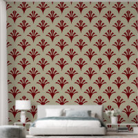 Art Deco Pattern 02 - Midnight Red on Off-White