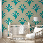 Art Deco Pattern 02 - Teal on Off-White Wallpaper<br><div class="desc">Art Deco Pattern 02 - Teal on Off-White</div>