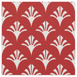 Art Deco Pattern 02 - White on Milano Red Fabric