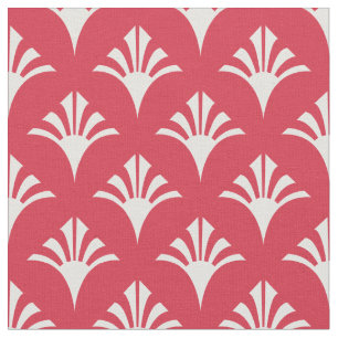 Art Deco Pattern 02 - White on Paradise Pink Fabric