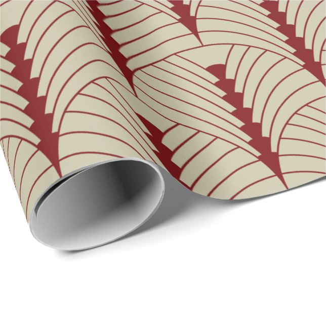 Art Deco Pattern 03 - Midnight Red on Off-White Wrapping Paper (Roll Corner)