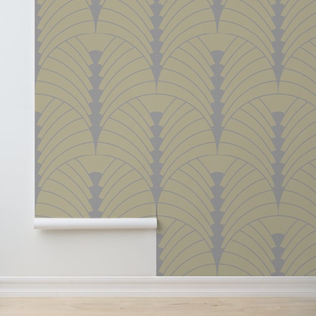 Art Deco Pattern 03 - Spanish Grey on Off-White Wallpaper (Application)