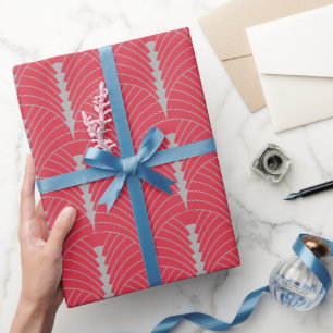 Art Deco Pattern 03 - Spanish Grey on Pink Wrapping Paper
