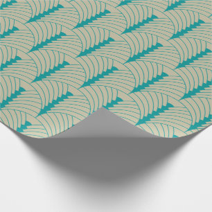Art Deco Pattern 03 - Teal on Off-White Wrapping Paper