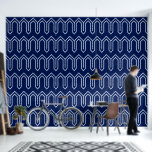 Art Deco Pattern 05 - Lavender Blue on Dark Blue Wallpaper<br><div class="desc">Art Deco Pattern 05 - Lavender Blue on Dark Blue</div>