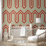 Art Deco Pattern 05 - Milano Red on Off-White Wallpaper<br><div class="desc">Art Deco Pattern 05 - Milano Red on Off-White</div>