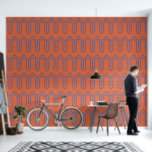 Art Deco Pattern 05 - Prussian Blue on Orange Wallpaper<br><div class="desc">Art Deco Pattern 05 - Prussian Blue on Orange</div>