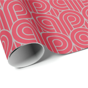 Art Deco Pattern 07 - Spanish Grey on Paradise Pin Wrapping Paper