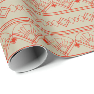 Art Deco Pattern 08 - Dali's Red on Off-White Wrapping Paper