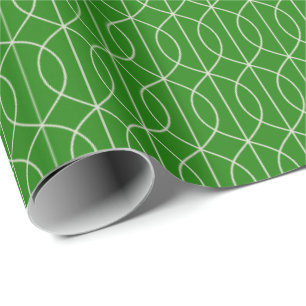 Art Deco Pattern 10 - Off-White on Forest Green Wrapping Paper