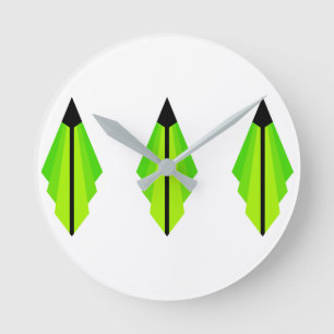 Art Deco pattern 3 in Light Green and Lime Round Clock