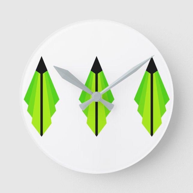 Art Deco pattern 3 in Light Green and Lime Round Clock (Front)