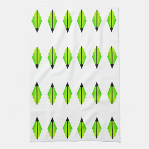 Art Deco pattern 3 in Light Green and Lime Tea Tow Towel