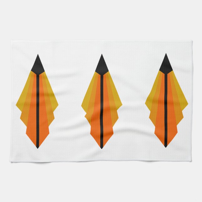 Art Deco Pattern 3 in Orange Tea Towel (Horizontal)