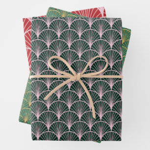 Art Deco Pattern Christmas Wrapping Paper Sheet