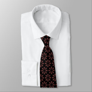 Art Deco Pattern - Dark Brown on Black Tie