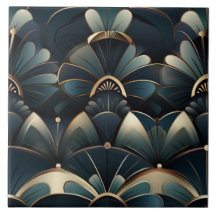 Art Deco Pattern, Gold Details, Feathered Design