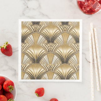 Art Deco pattern gold ivory  Napkin
