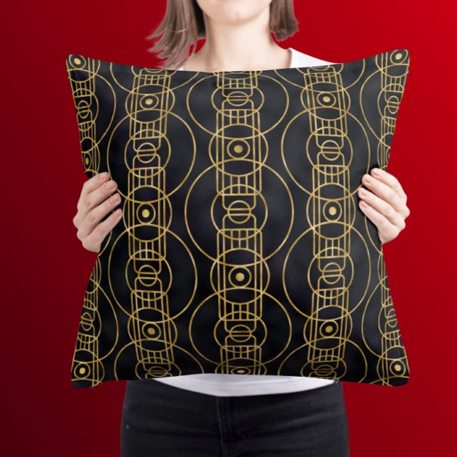 Art Deco pattern in black & gold  Cushion (Creator Uploaded)