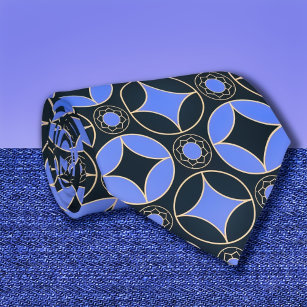 Art  Deco  pattern in blue and  black no2 Tie