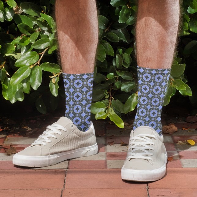 art deco pattern  in blue & black  socks (Creator Uploaded)