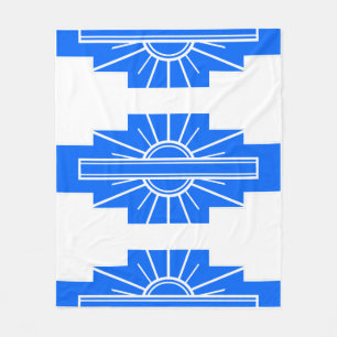 Art Deco Pattern in Blues Fleece Blanket