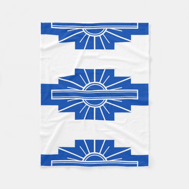 Art Deco Pattern in Blues Fleece Blanket (Front)