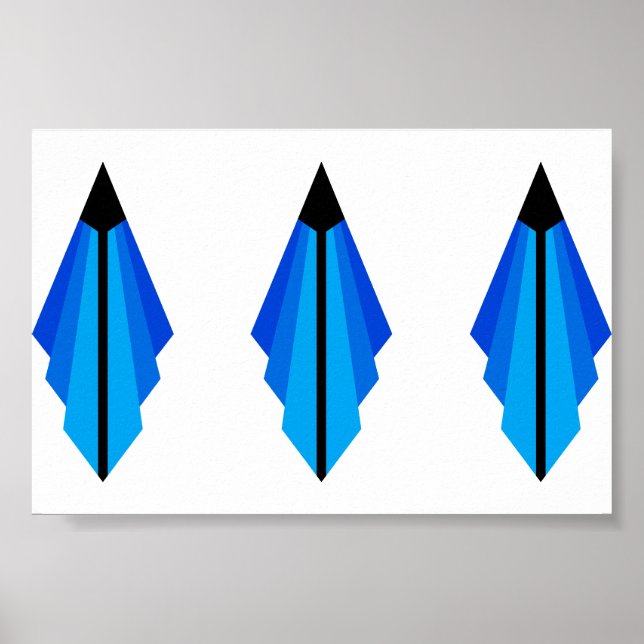Art Deco Pattern in Blues Poster (Front)