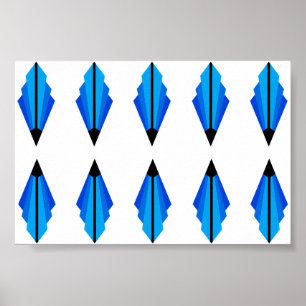 Art Deco Pattern in Blues Poster