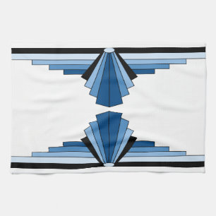 Art Deco Pattern in Blues Tea Towel