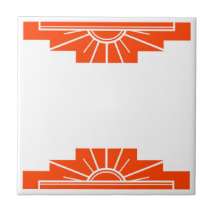 Art Deco Pattern in Bold Orange Tile