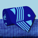 art deco pattern  - in dark&sky blue tie<br><div class="desc">A necktie with an art deco pattern,  with a background of dark blue (00008b).  Alma Wad has designed a unique pattern for a necktie that features zigzags,  triangles,  and dots in sky blue   colour .</div>
