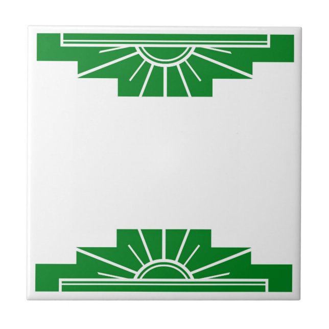 Art Deco Pattern in Deep Green Tile (Front)