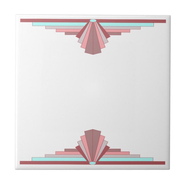 Art Deco Pattern in Deep Peach Tile (Front)