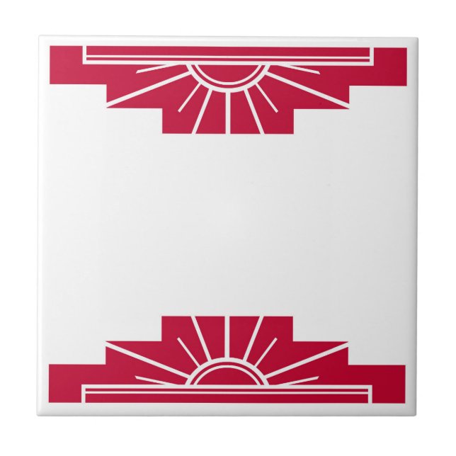 Art Deco Pattern in Deep Ruby Tile (Front)