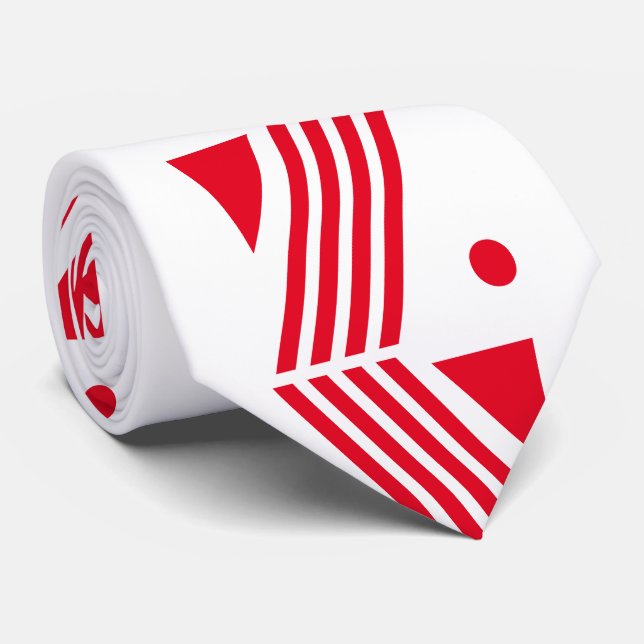 art deco pattern in festive white red tie (Rolled)