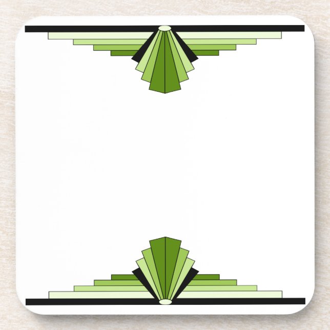 Art Deco Pattern in Green & Black Coaster (Front)