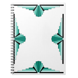 Art Deco Pattern in Greens Notebook