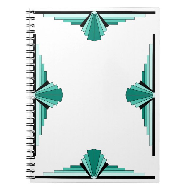 Art Deco Pattern in Greens Notebook (Front)