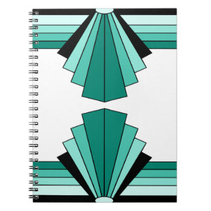 Art Deco Pattern in Greens Notebook