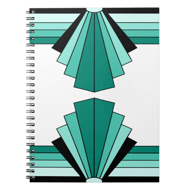 Art Deco Pattern in Greens Notebook (Front)