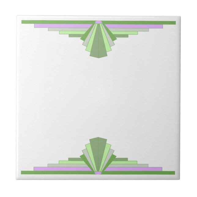 Art Deco Pattern in Greens & Pink Tile (Front)